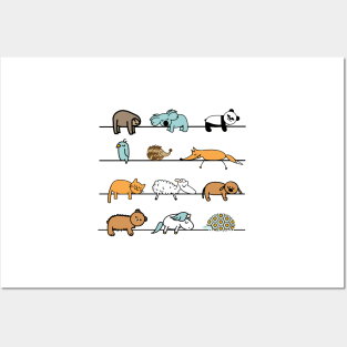 Funny lazy animals are sleeping Posters and Art